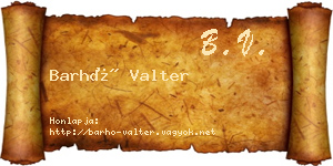 Barhó Valter névjegykártya
